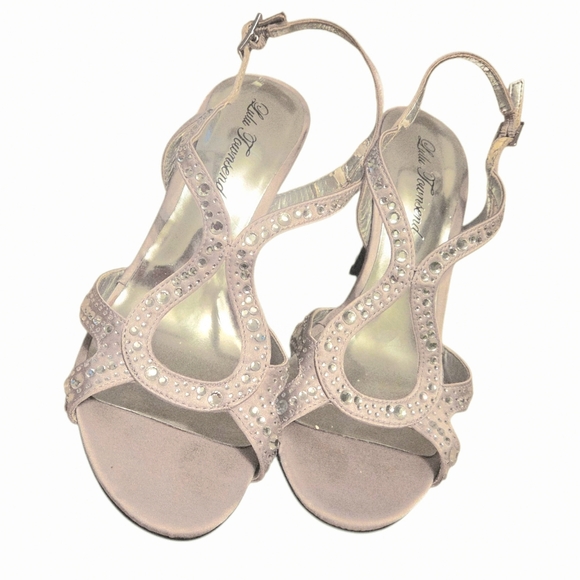 Lulu Townsend Elegant Women's Silver Heels With Rhinestones Sz 7 - Picture 2 of 8